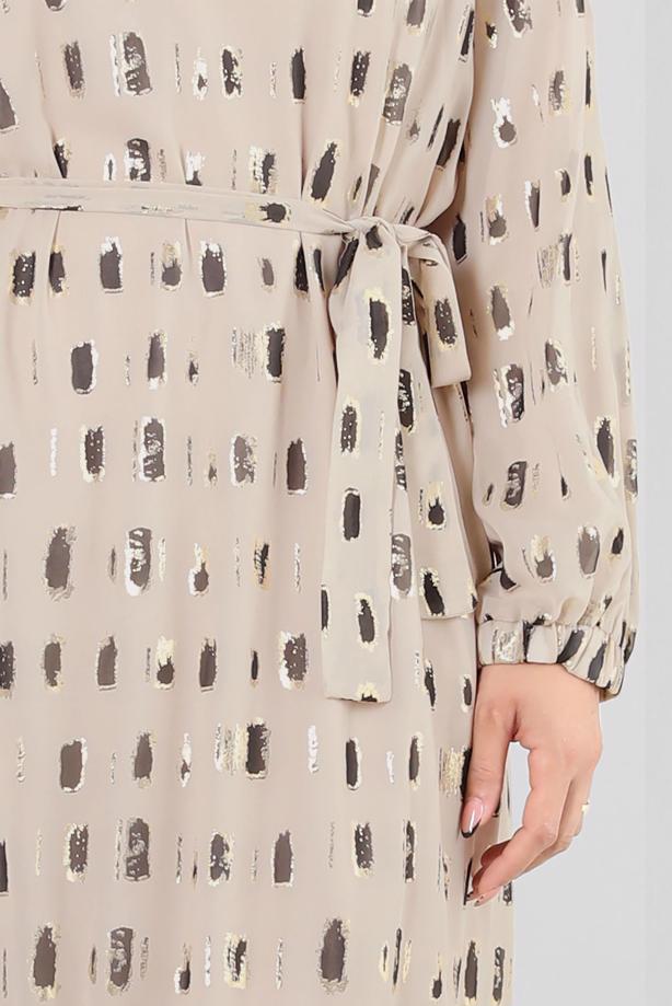 Vêtements hijab BEIGE ROBE GRANDE TAILLE ALVINA T 20254 - TRENDTESETTÜR