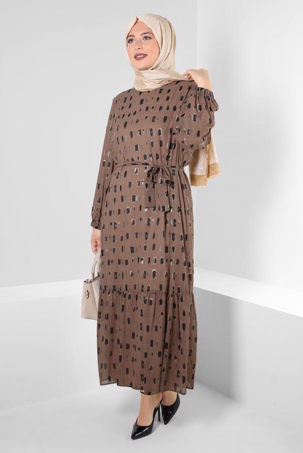 Vêtements hijab BRUN ROBE GRANDE TAILLE ALVINA T 20254 - TRENDTESETTÜR