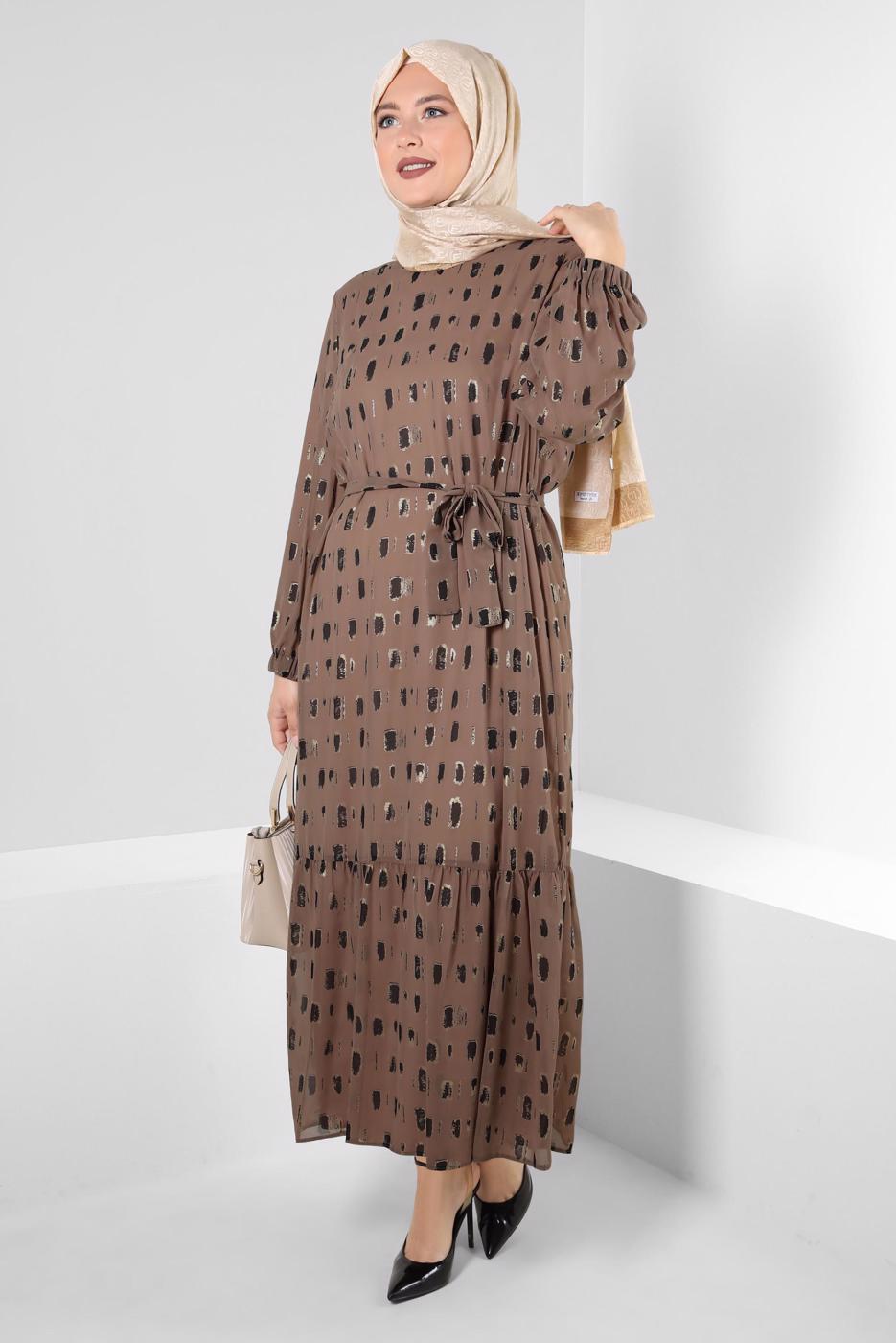 Vêtements hijab BRUN ROBE GRANDE TAILLE ALVINA T 20254