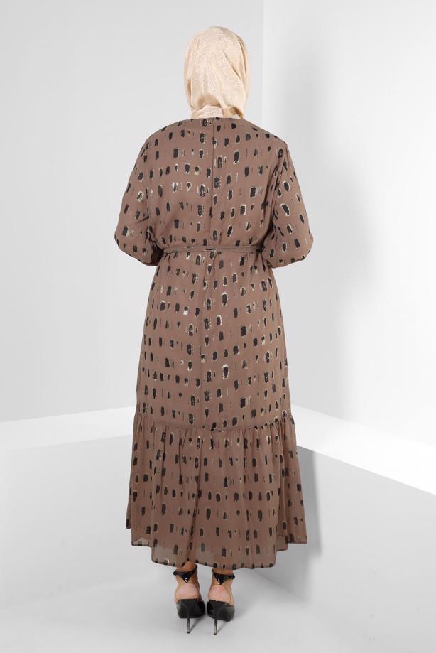 Vêtements hijab BRUN ROBE GRANDE TAILLE ALVINA T 20254 - TRENDTESETTÜR