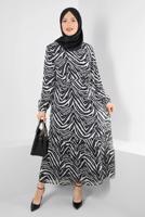 Hijab clothing BLACK ALVINA PLUS SIZE PATTERNED DRESS T 20254-1