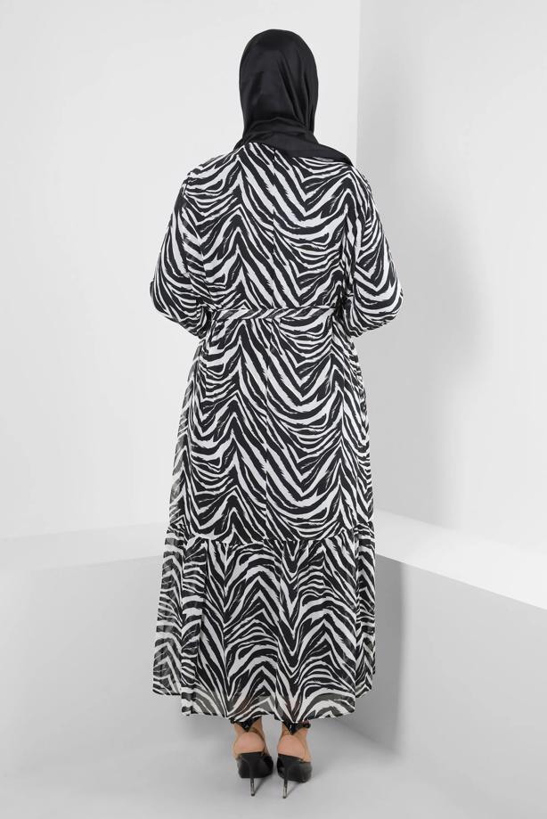 Vêtements hijab NOIR ALVINA ROBE À MOTIFS GRANDE TAILLE T 20254-1 - TRENDTESETTÜR