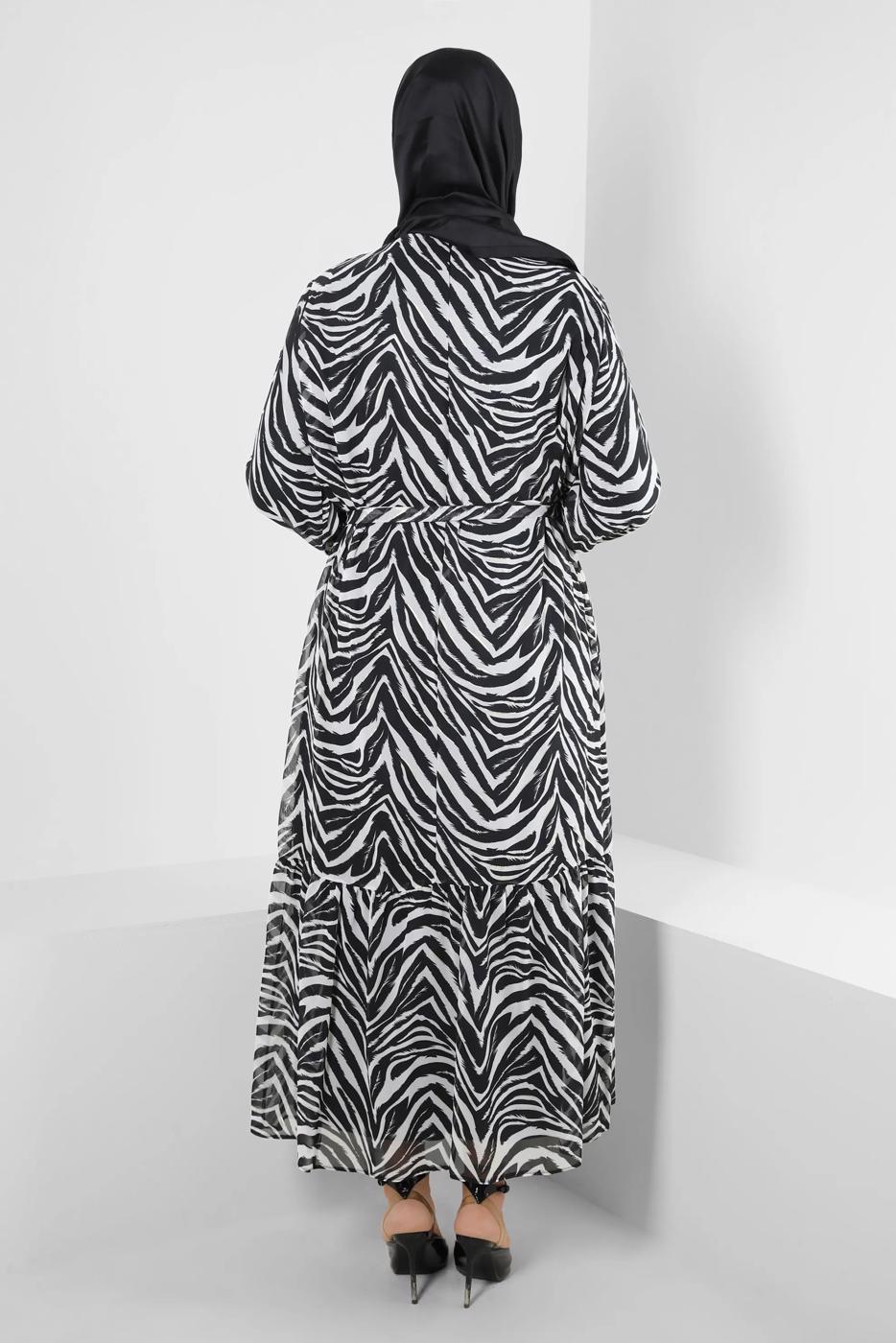 Hijab clothing BLACK ALVINA PLUS SIZE PATTERNED DRESS T 20254-1