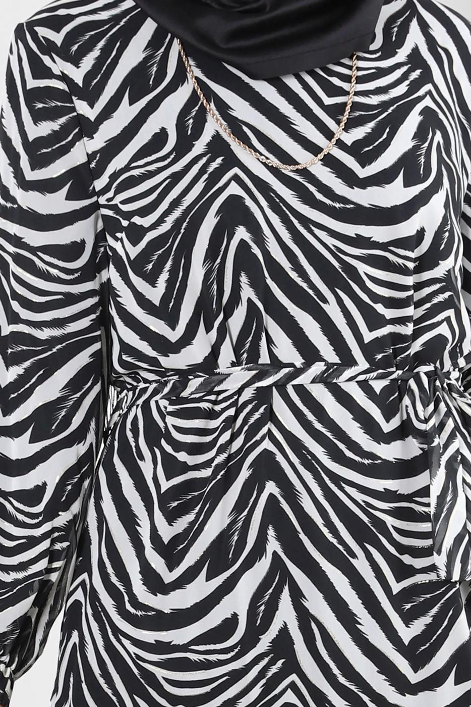 Hijab clothing BLACK ALVINA PLUS SIZE PATTERNED DRESS T 20254-1