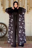 Vêtements hijab NOIR COSTUME SALOPETTE MOTIF FLORAL T 2138