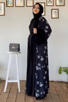 Vêtements hijab NOIR COSTUME SALOPETTE MOTIF FLORAL T 2138