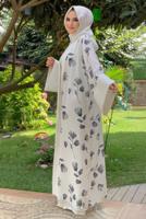 Tesettür giyim BEYAZ ÇİÇEK DESENLİ TULUM TAKIM T 2138