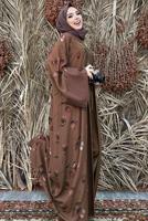 Hijab clothing BROWN FLORAL PATTERN OVERALLS SUIT T 2138