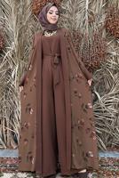 Vêtements hijab BRUN COSTUME SALOPETTE MOTIF FLORAL T 2138