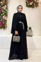 Tesettür giyim SİYAH PİLİSELİ YARASA KOL TULUM 2153 