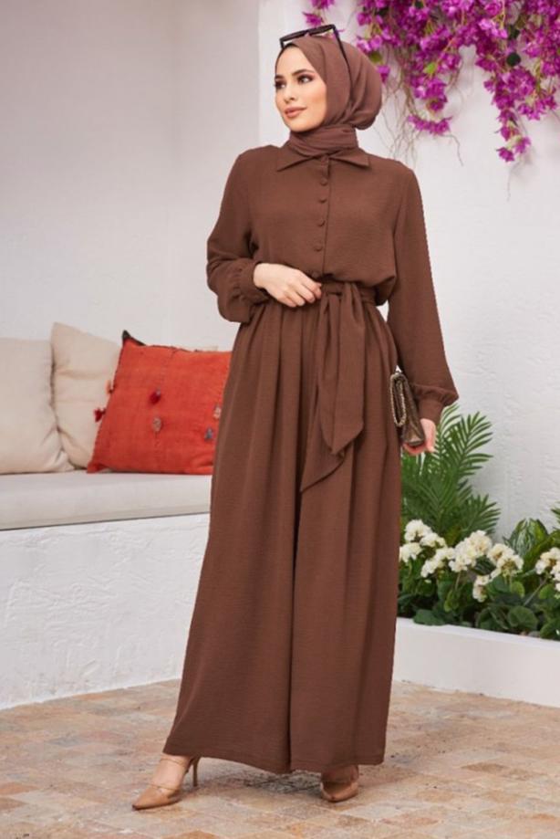 Hijab clothing  BUTTONED BELTED OVERALLS 2904  - TRENDTESETTÜR