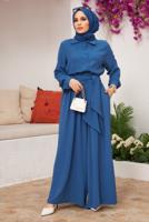 Hijab clothing NAVY BLUE BUTTONED BELTED OVERALLS 2904 