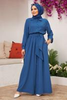 Hijab clothing NAVY BLUE BUTTONED BELTED OVERALLS 2904 