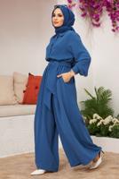 Hijab clothing NAVY BLUE BUTTONED BELTED OVERALLS 2904 