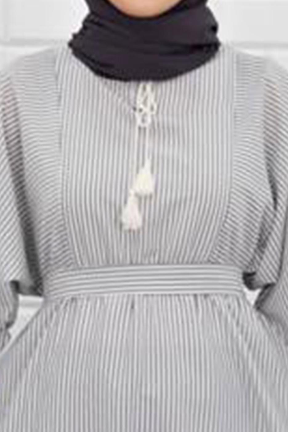 Vêtements hijab GRIS ROBE À RAYURES 4050