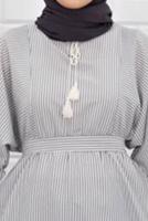 Vêtements hijab GRIS ROBE À RAYURES 4050