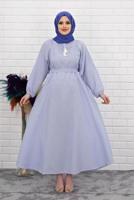 Vêtements hijab BLEU MARINE ROBE À RAYURES 4050