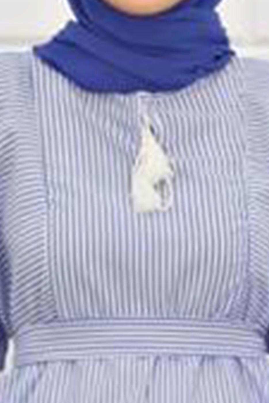 Vêtements hijab BLEU MARINE ROBE À RAYURES 4050