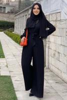 Vêtements hijab NOIR SALOPETTE PLISSÉE À CEINTURE T 4073