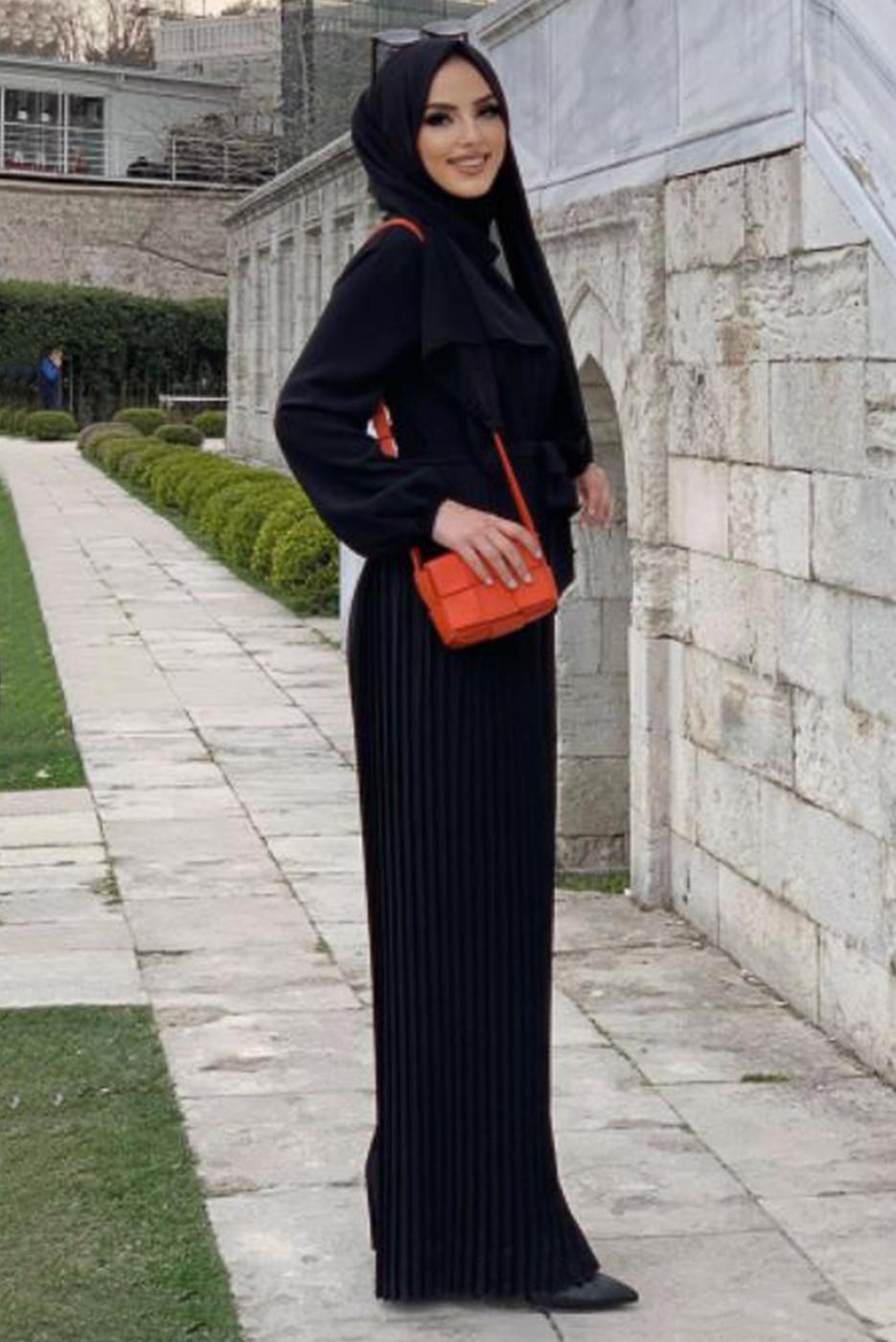 Vêtements hijab NOIR SALOPETTE PLISSÉE À CEINTURE T 4073