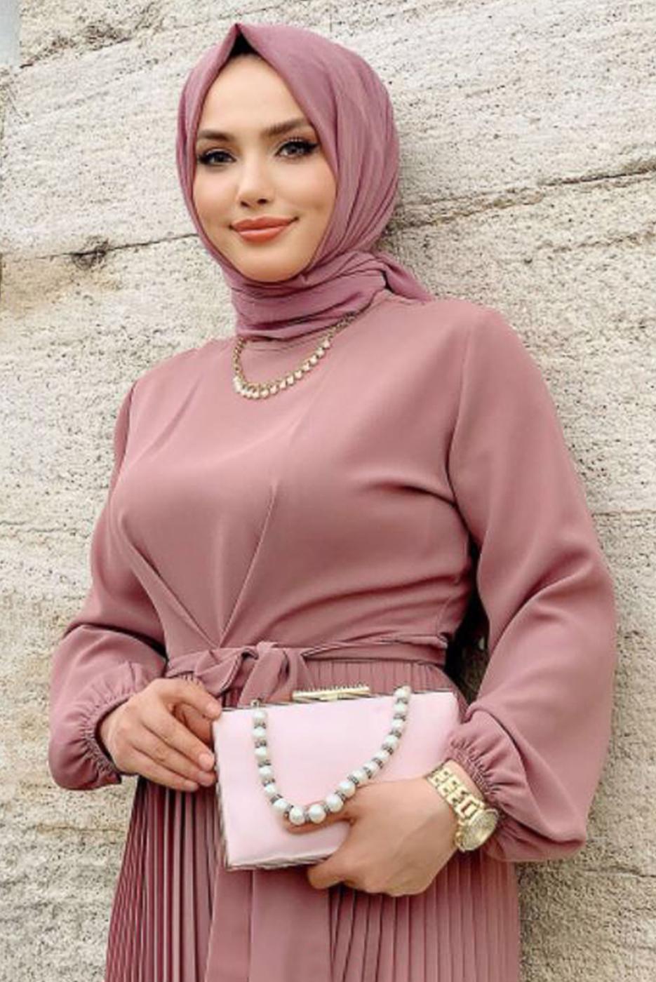 Vêtements hijab POUDRE SALOPETTE PLISSÉE À CEINTURE T 4073