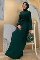 Vêtements hijab VERT SALOPETTE PLISSÉE À CEINTURE T 4073