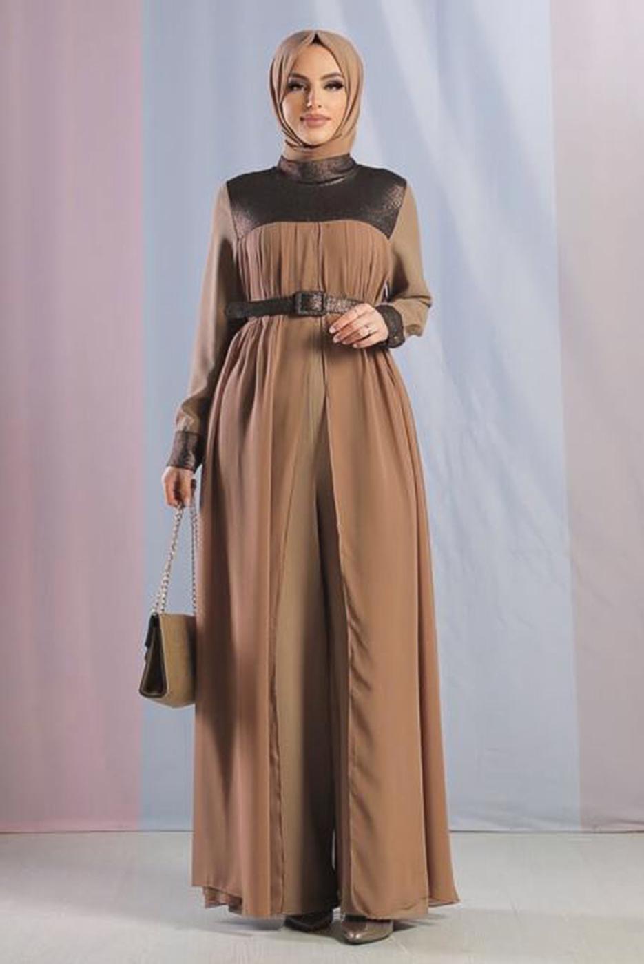 Hijab clothing MINK BELTED OVERALLS SUIT 4153 