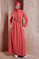 Tesettür giyim MERCAN ALVİNA CEPLİ TESETTÜR ELBİSE T 42590