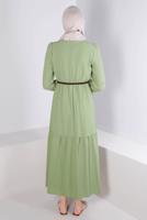 Tesettür giyim YEŞİL ALVİNA İKİ RENKLİ ELBİSE T 42610