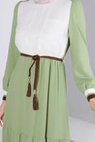 Tesettür giyim YEŞİL ALVİNA İKİ RENKLİ ELBİSE T 42610