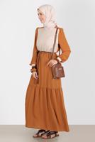 Vêtements hijab BRUN ROBE ALVINA DOUBLE COULEUR T 42610