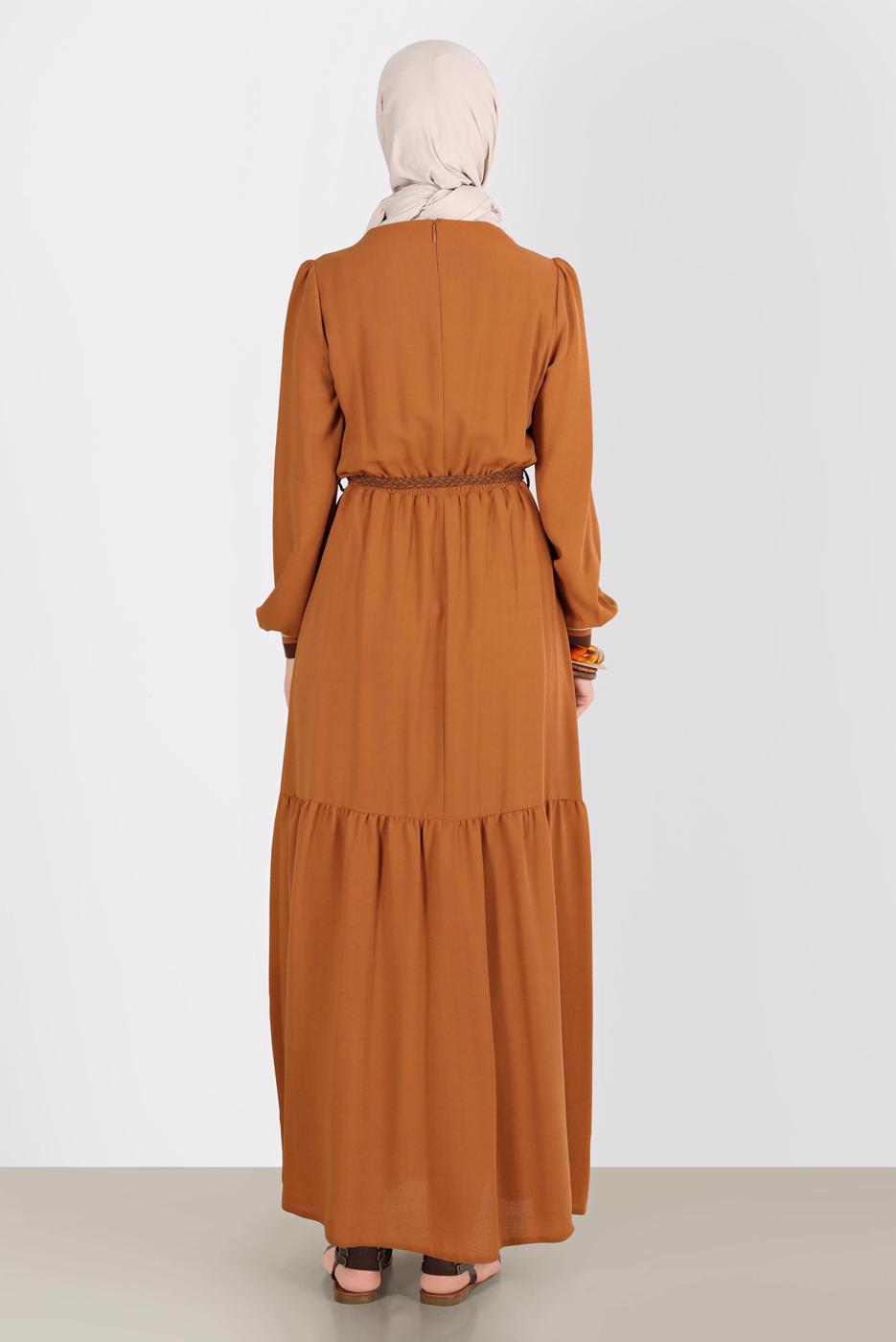 Vêtements hijab BRUN ROBE ALVINA DOUBLE COULEUR T 42610