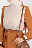 Vêtements hijab BRUN ROBE ALVINA DOUBLE COULEUR T 42610