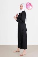 Tesettür giyim SİYAH ALVİNA BAĞLAMA DETAYLI ELBİSE T 42611