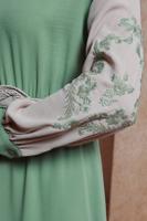 Tesettür giyim YEŞİL ALVİNA NAKIŞLI ELBİSE T 42623