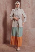 Tesettür giyim MAVİ ALVİNA ÇOK RENKLİ ELBİSE T 42625