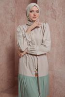 Tesettür giyim MAVİ ALVİNA ÇOK RENKLİ ELBİSE T 42625