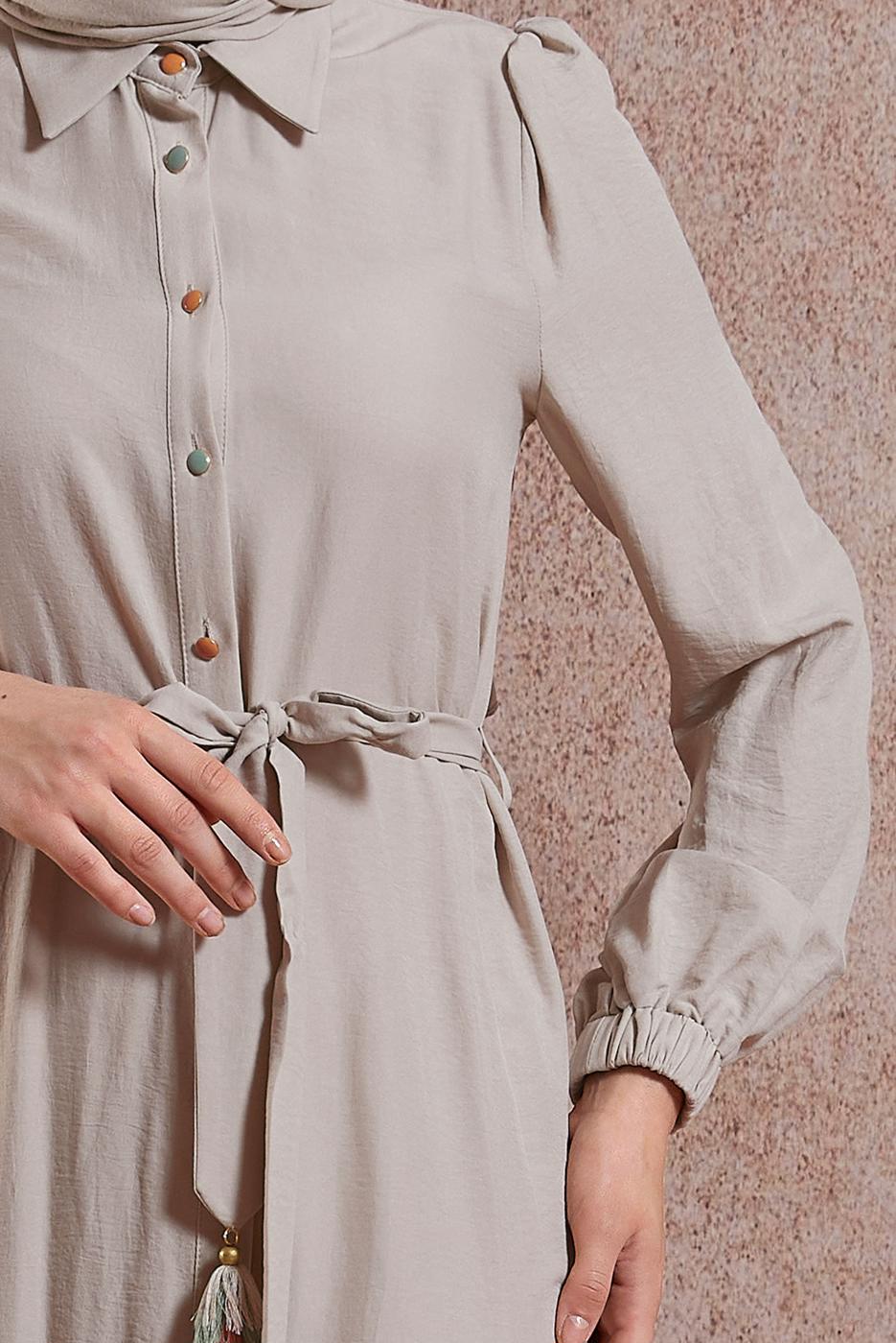 Tesettür giyim MAVİ ALVİNA ÇOK RENKLİ ELBİSE T 42625