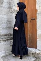 Tesettür giyim SİYAH PİLİSELİ ŞİFON ELBİSE T 4263	