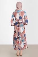 Tesettür giyim KAHVE ALVİNA DESENLİ TESETTÜR ELBİSE T 42630