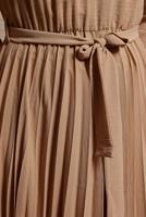 Tesettür giyim KAHVE ALVİNA PİLİSELİ KUŞAKLI ELBİSE T 42647