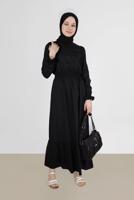 Tesettür giyim SİYAH ALVİNA PAMUKLU TESETTÜR ELBİSE T 42693