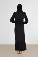 Tesettür giyim SİYAH ALVİNA PAMUKLU TESETTÜR ELBİSE T 42693