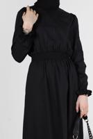 Tesettür giyim SİYAH ALVİNA PAMUKLU TESETTÜR ELBİSE T 42693
