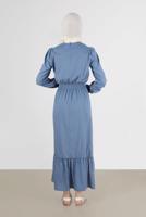 Tesettür giyim LACİVERT ALVİNA PAMUKLU TESETTÜR ELBİSE T 42693