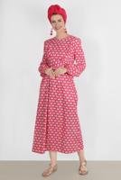 Tesettür giyim FUŞYA ALVİNA DESENLİ TESETTÜR ELBİSE T 42711