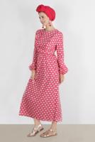 Tesettür giyim FUŞYA ALVİNA DESENLİ TESETTÜR ELBİSE T 42711