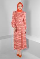 Tesettür giyim MERCAN ALVİNA DESENLİ TESETTÜR ELBİSE T 42711