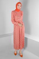 Tesettür giyim MERCAN ALVİNA DESENLİ TESETTÜR ELBİSE T 42711