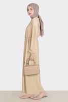 Tesettür giyim KAHVE ALVİNA WAFFLE EFEKTLİ ELBİSE T 42719